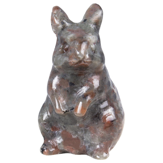 QLRSUXN Yooperlite Bunny Figurine,Hand-Carved Rabbit Statue for Home Decor,1.6" Healing Crystal Desk Ornament, Easter Gift for Women Men,Lucky Feng Shui Charm for Office,Cute Animal Spirit Totem