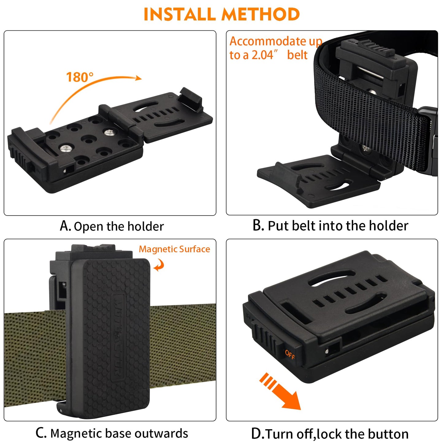 MUTUACTOR Magnetic Belt Clip Heav Duty, 2PCS Super Strong Tool Belt Tool Holster,Anti-Slip Rubber Coated Magnetic Belt Clip for Organizing Screwdrivers Hammers Wrenchs