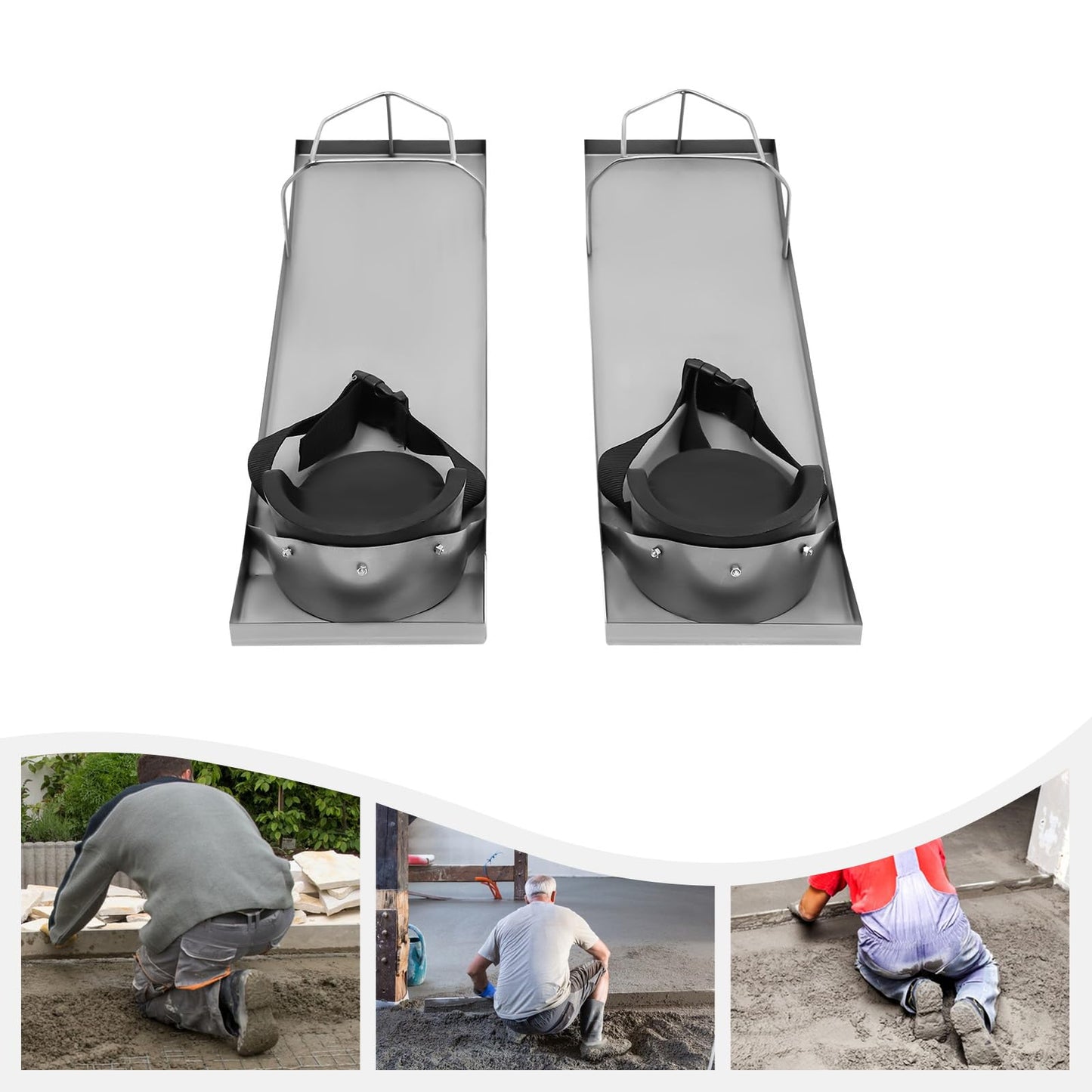 30'' x 8'' Concrete Knee Boards Slider Knee Boards, Concrete Stainless Steel Knee Boards with Knee Pads Pair Concrete Sliders Kneeboard Kneeler Board Stainless Steel Knee Boards for Concrete Work
