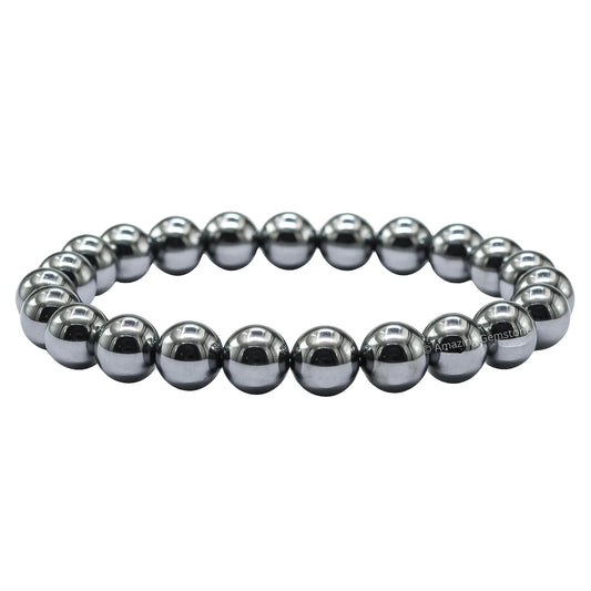Amazing Gemstone Crystal Bracelet for Women Men's Gifts - Protection Healing Crystal Bracelet - 8mm Gemstone Beaded Stretchable Bracelet Pulseras Para Hombres Mujer Stocking Stuffers Mothers Day Gift (Silver Hematite)