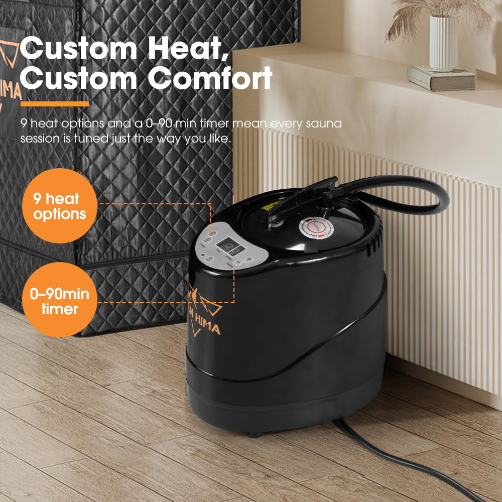 SAN HIMA Portable Sauna for Home - Personal Red Light Therapy Steam Sauna Box at Home Spa with 3L 1500W Steamer, 9 Levels Heat, 90 Minute Timer, Foldable Chair, Remote Control for Indoor Outdoor