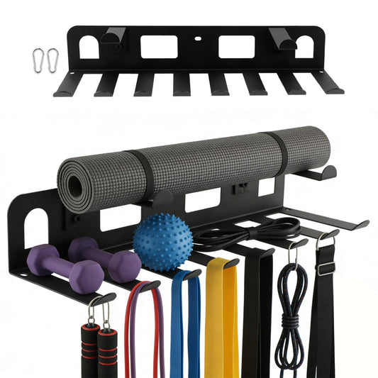 Wall Mounted Gym Equipment Storage for Resistance Bands, Yoga Mats, Jump Ropes & Weight Belts - Multi-Purpose Gym Equipment Storage Rack, Space-Saving Fitness Equipment Organizer