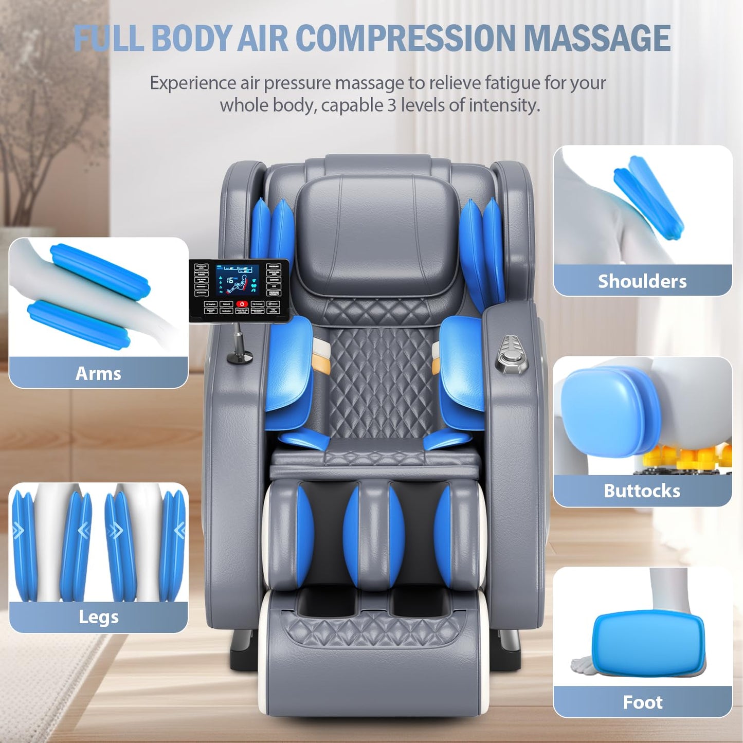 AOVOJRM Massage Chair Full Body- Zero GravityMassage Recliner with Air Pressure, 10 Fixed Massage Rollers, Heating, Foot Roller, Bluetooth Speaker for Home Office, for mom/dad (White)