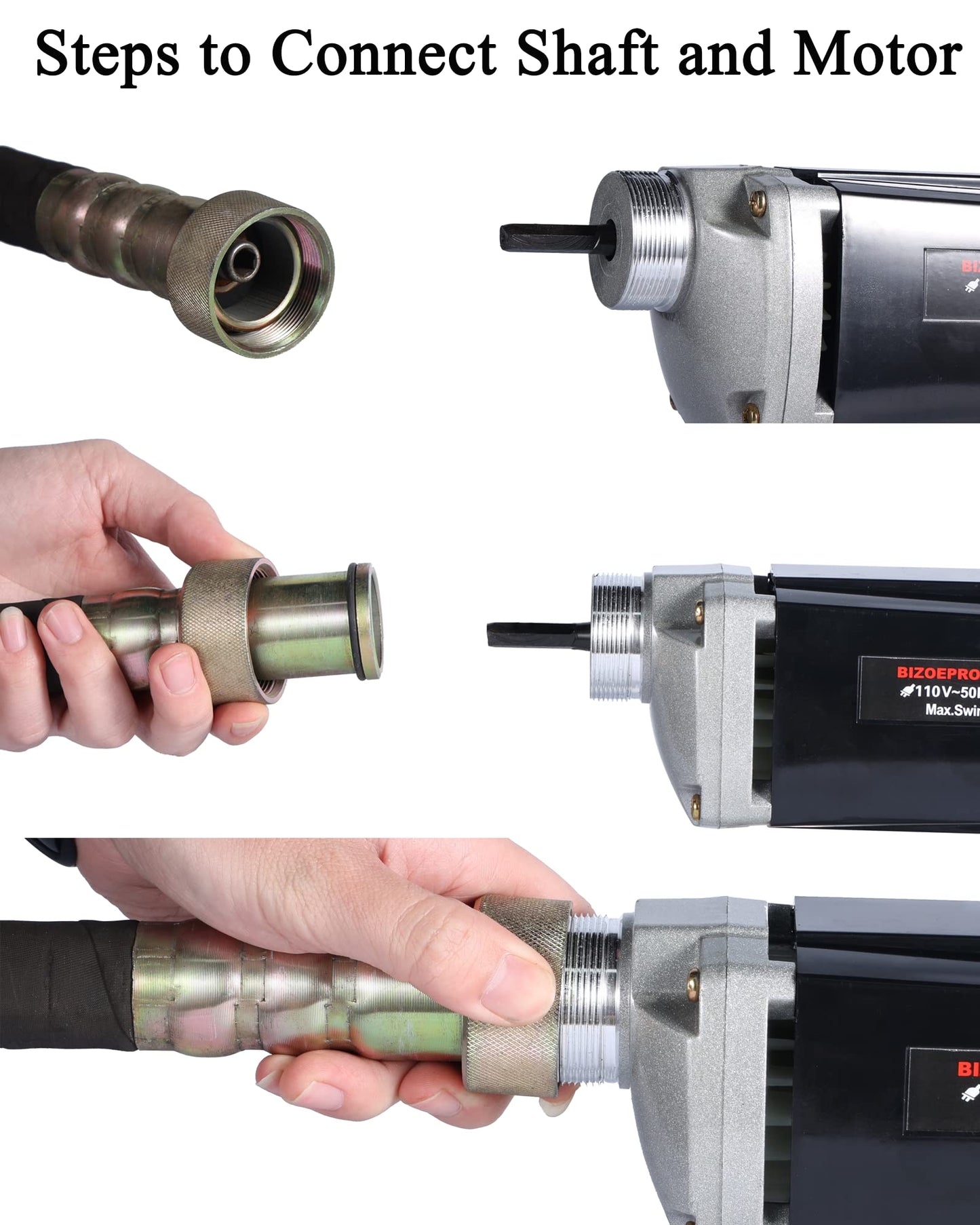 BIZOEPRO Hand Held Power Concrete Vibrator 1200W 15000RPM 2HP With 8.2 ft 2.5M Shaft Rod Electric Concrete Vibrabrater Portable Construction Pencil Vibrator