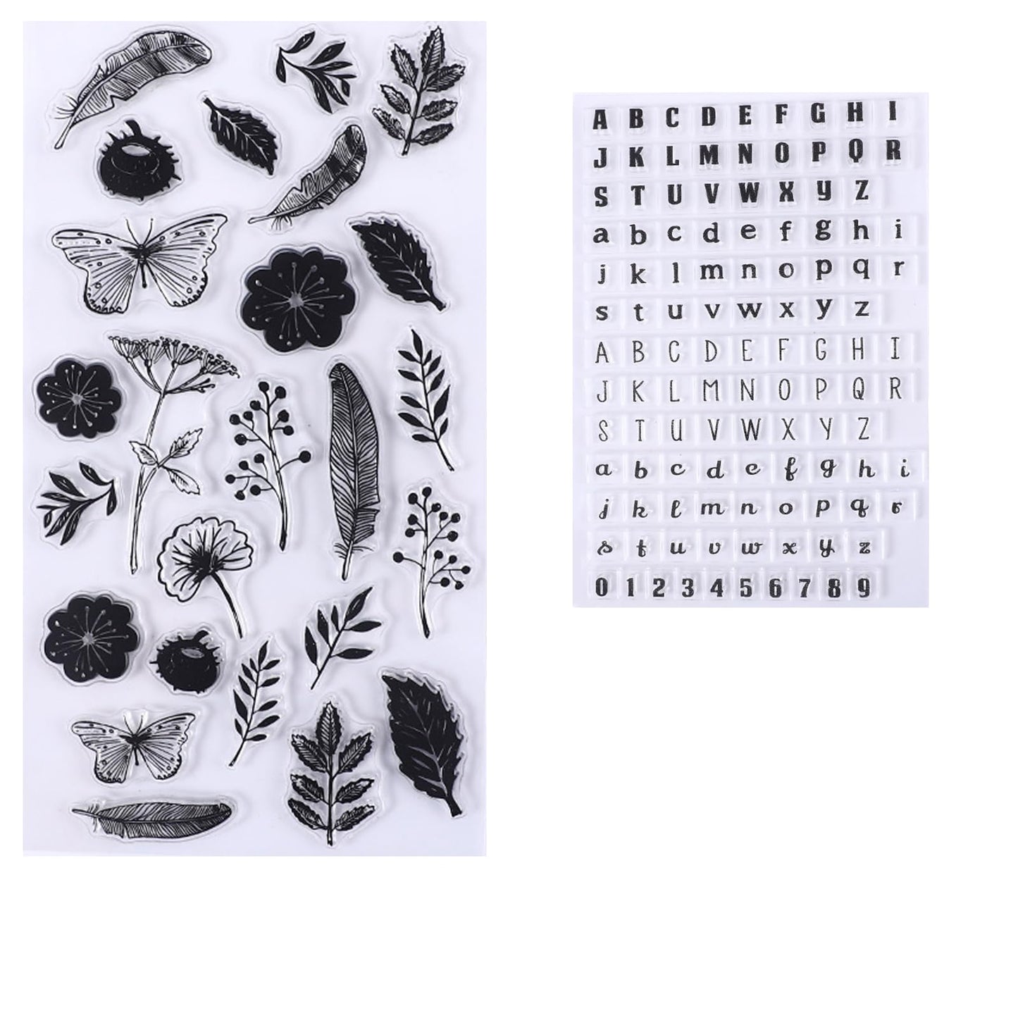 HRJZF 352 Pieces Acrylic Stamp Blocks Tools Set Include 339 Clear Stamp Blocks, 8 Pcs Colorful Craft Ink Pad 5 Pcs Clear Stamping Blocksfor Scrapbooking Card Making DIY
