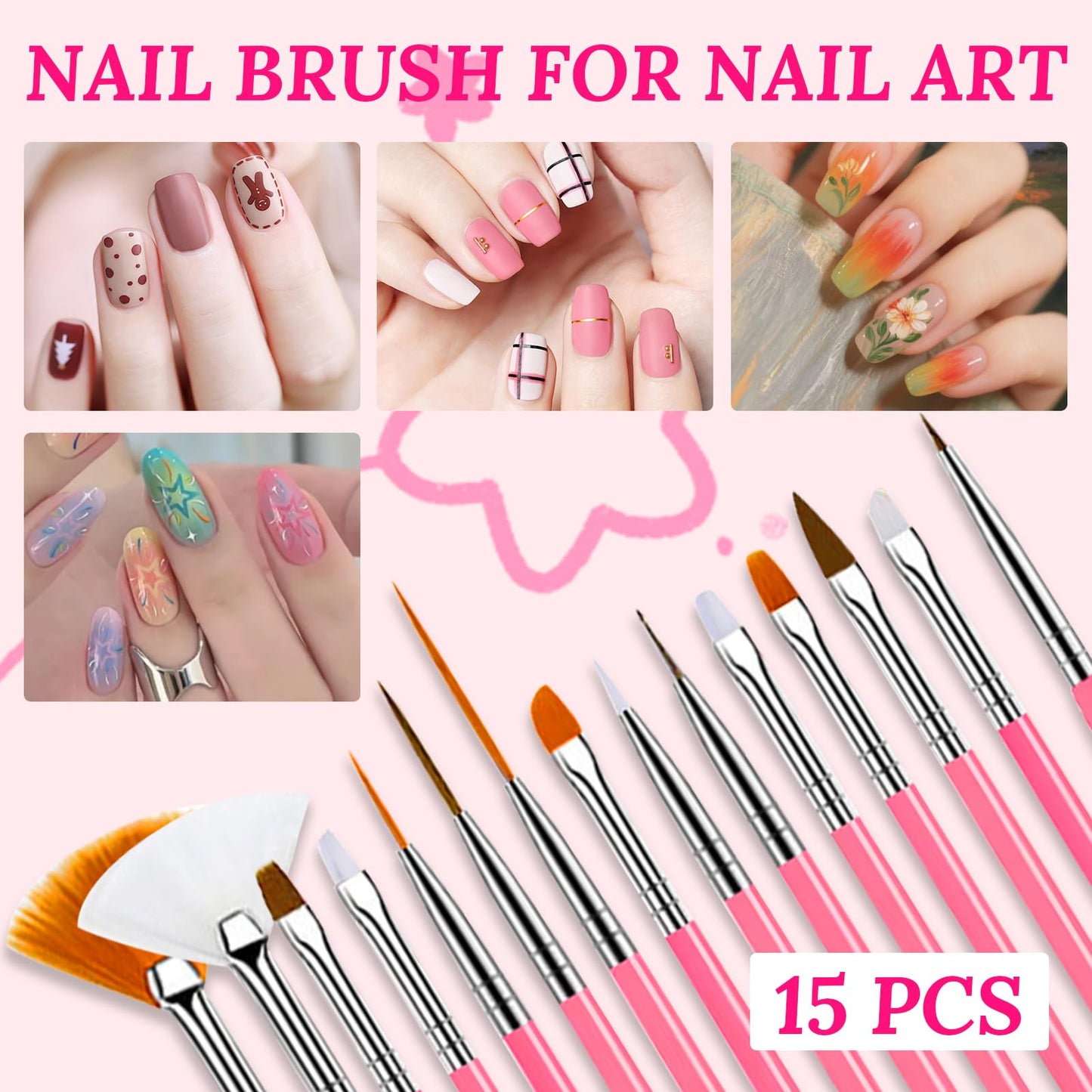 ESUOHYM Nail Stand For Press On With Nail Art Brushes Nail Holder For Painting Practice Display Presson Nails Nail Art tools Set with Nail Dotting 3D Sculpting tools, Practice Kit Tech