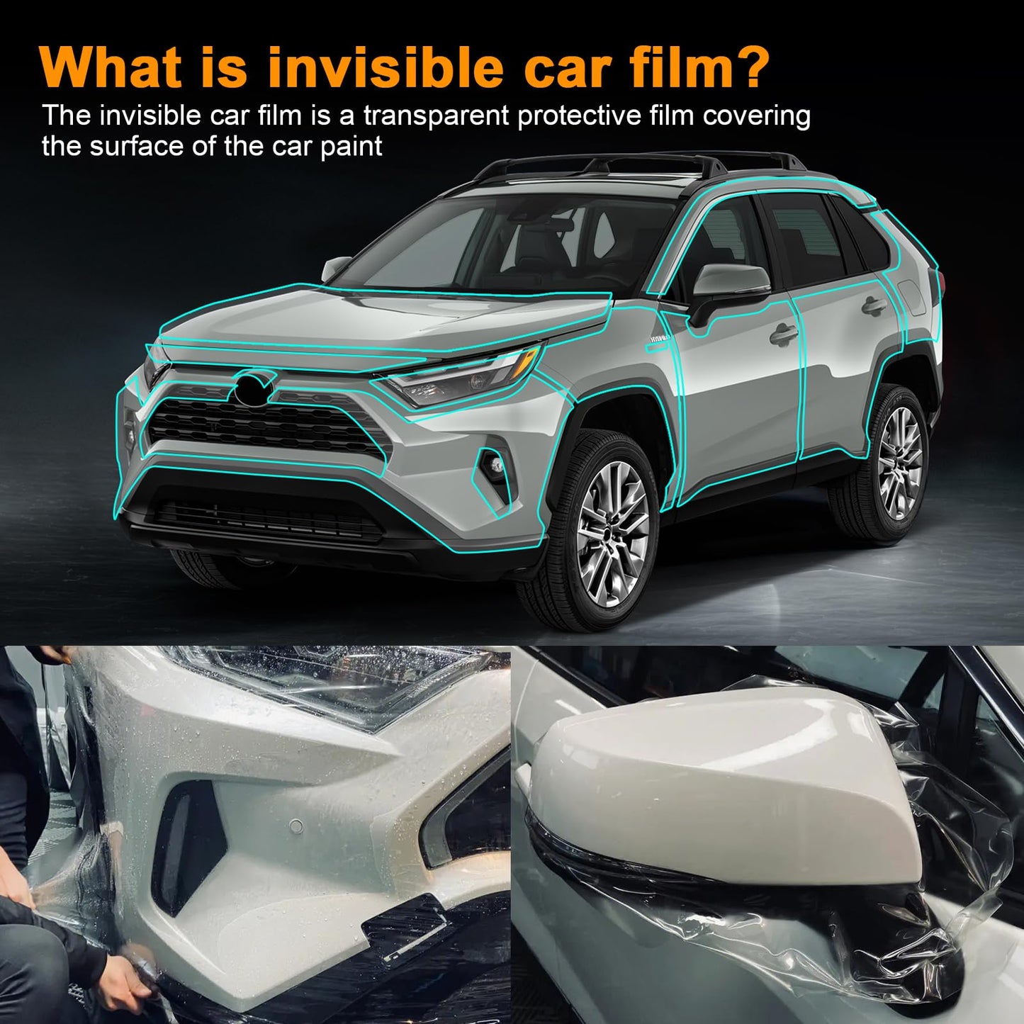 FDAIUN PPF Clear Car Pre-Cut Paint Protective Film for Toyota RAV4 Hybrid 2019-2024 8.5mil TPU Self Adhesive Rainproof Waterproof HD Scratch Exterior Accessories