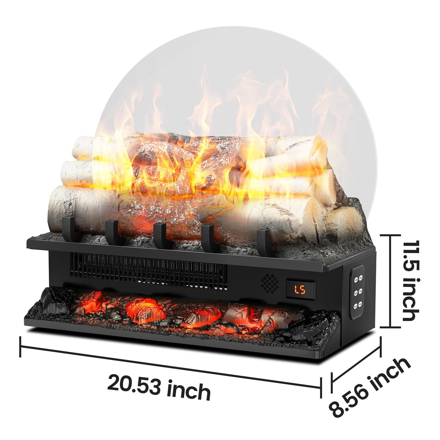 21" Freestanding Electric Fireplace Log Set with Cracking Sound, Fireplace Insert Heater with 8H Timer, 750w/1500w, 5 Flame Brightness & 5 Flicker Speeds, Overheat Protection, Remote Control