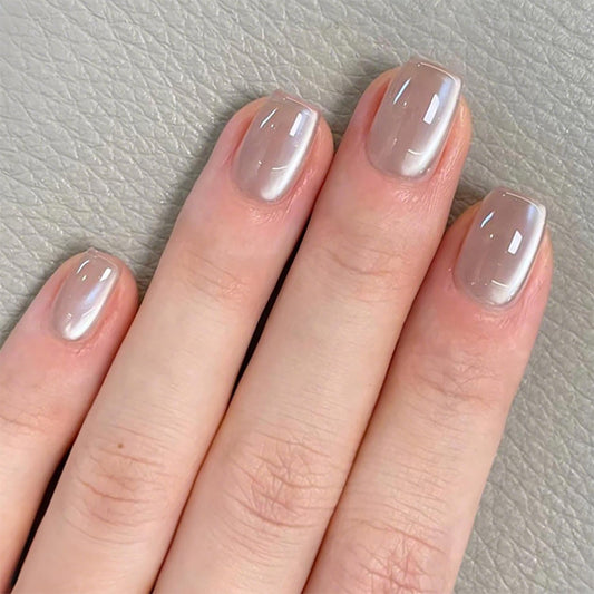 24Pcs Silver Press On Nails Short Square Fake Nails White Glitter Acrylic Nails Silver Shiny Artificial Nails Glossy Full Cover Glue On Nails For Women Girls Nail Supplies