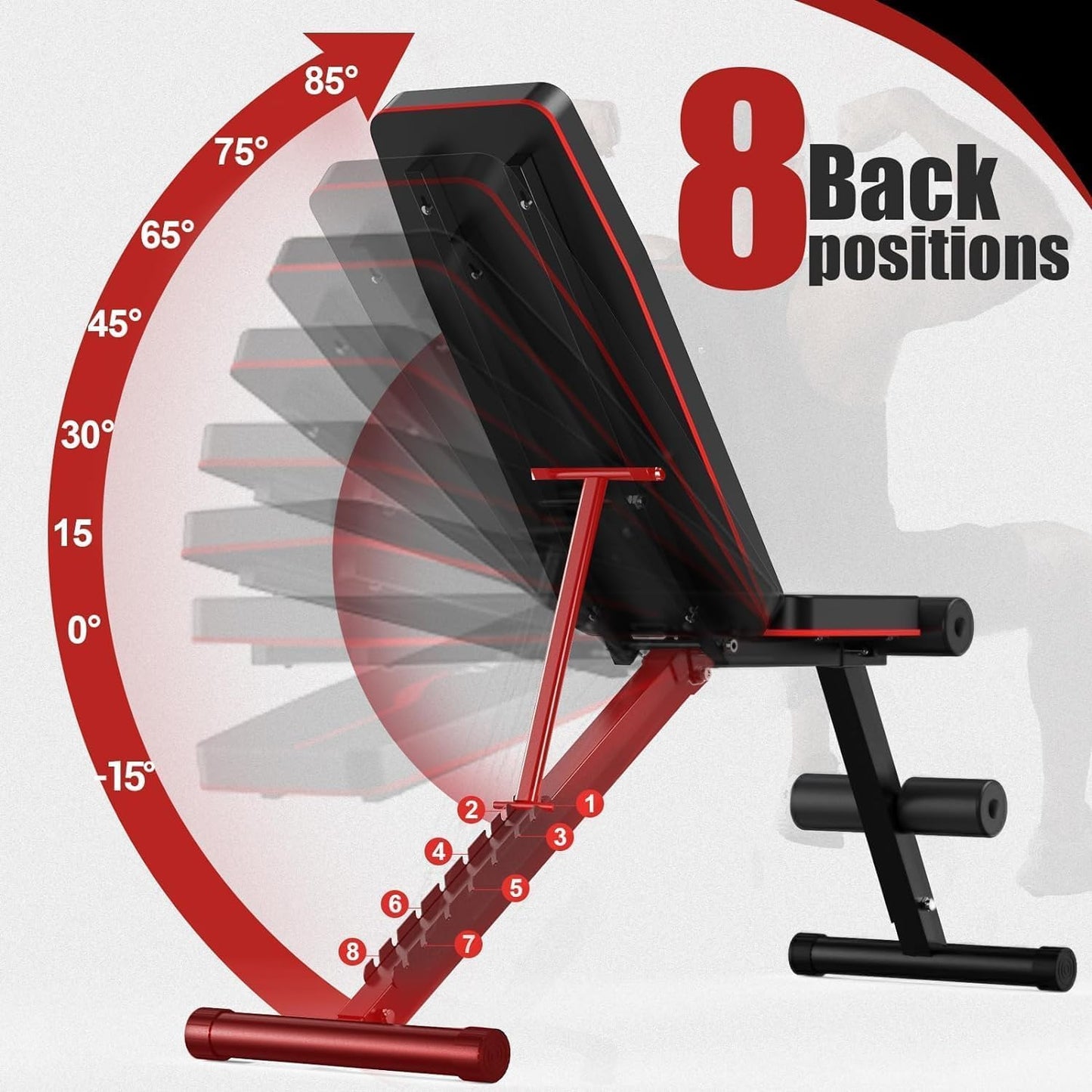 Weight Bench Press, Adjustable Workout Benches for Home Gym Dumbbell Exercise, 880 LB Stable Incline Decline Bench for Full Body Workout, 2 Sec Fast Folding Strength Training Sit up Bench