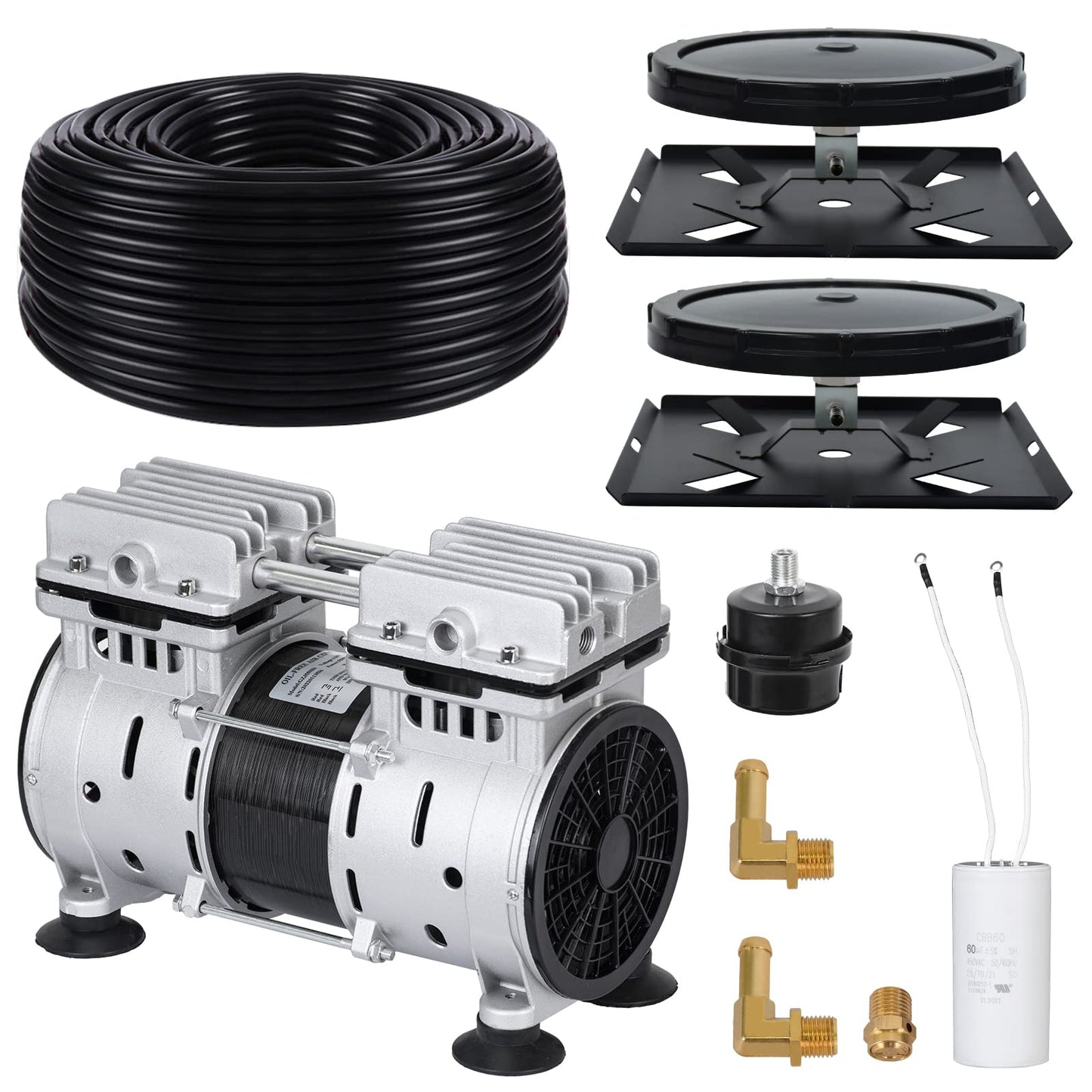 Pond Aerators 5.76CFM Aerartion System for Up to 3 Acre 3/4 HP Compressor 100'Weighted Tubing 2 Diffusers for Outdoor Ponds Water Oxygen Circulation
