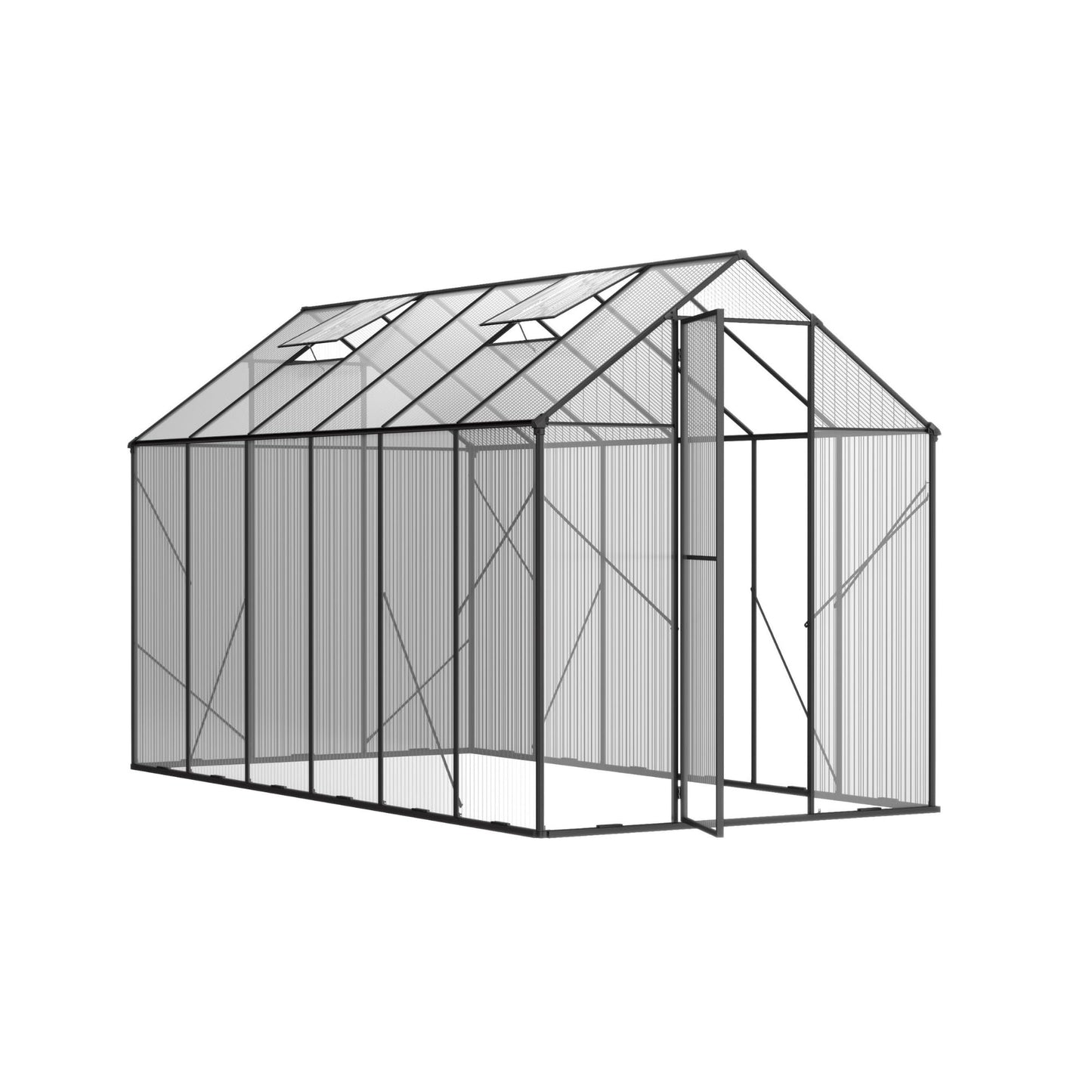 Kingdura 6x12ft Walk-in Greenhouse for Outdoors, Large Polycarbonate Greenhouses with Heavy Duty Aluminum Frame, Adjustable Roof Vent, Lockable Door, UV Protection for Outside Garden Backyard