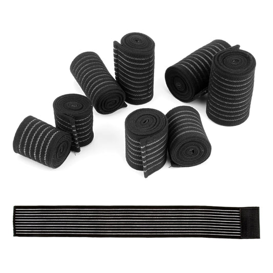 8 Pack Ice Pack Straps - 4 Sizes Elastic Wrap for Ankle Wrist Elbow Calf, Reusable Hot Cold Therapy Strap, Adjustable Ice Pack Holder, Strong Hook and Loop Reusable Ice Belt Extender