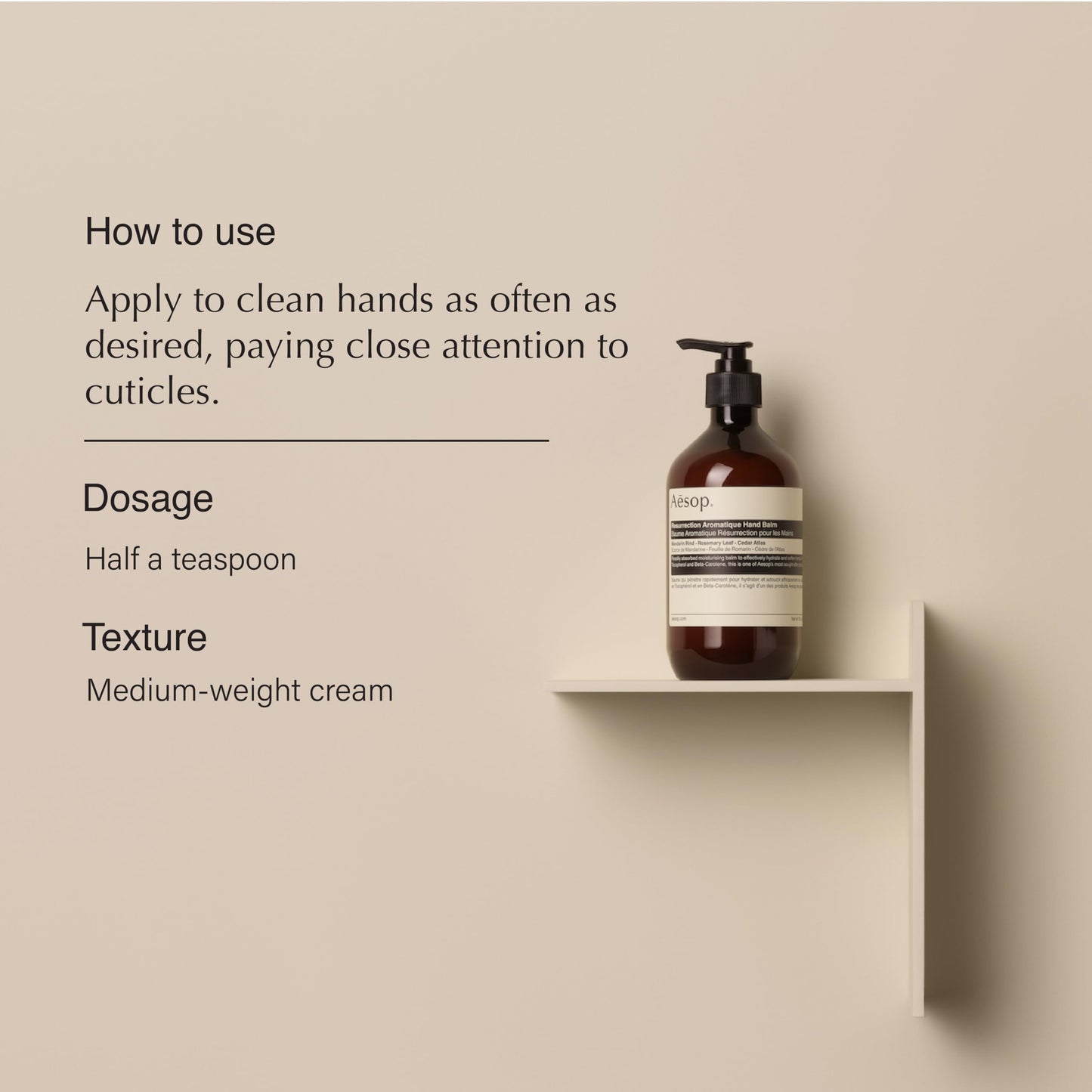 Aesop Resurrection Aromatique Hand Balm - Rich, Moisturizing Balm for Hands and Cuticles - Fragrant Botanicals and Skin-Softening Emollients - 16.9 oz