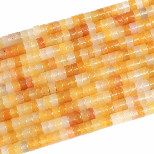 150pcs 2x4mm Natural Yellow Aventurine Stone Tube Shape Beads Loose Flat Round Cylinder Flat Spacer Black Stone Beads for Bracelet Earrings Jewelry Making