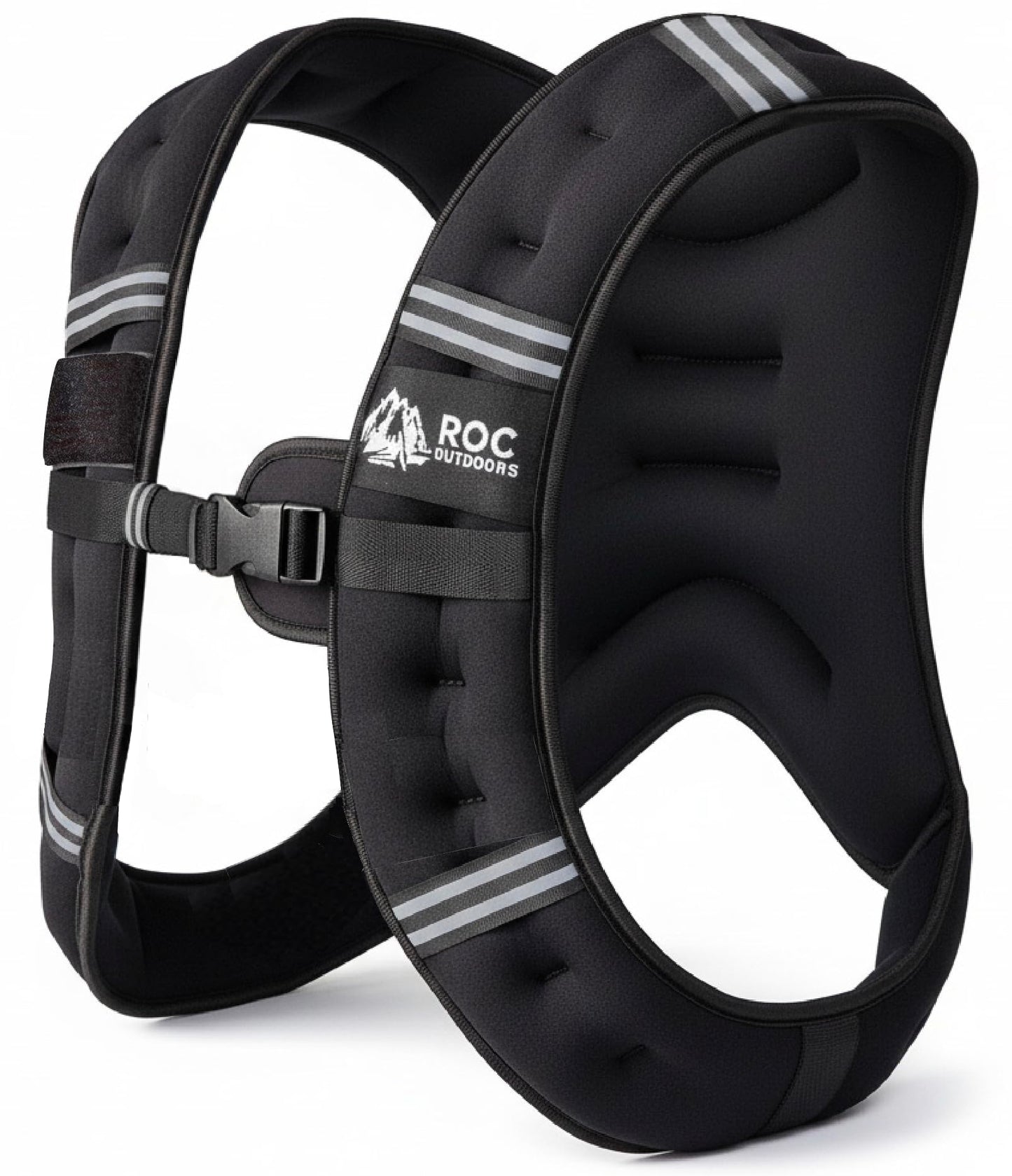 Roc Outdoors Weighted Vest W/ Rub-Free Technology for Woman and Men, 5lb/10lb/15lb/20lb/30lb Weight Vest with Reflective Stripe for Workout, Strength Training, Running, Walking, Fitness, Weight Training, Weight Loss, Weightlifting (Black, 5lb)
