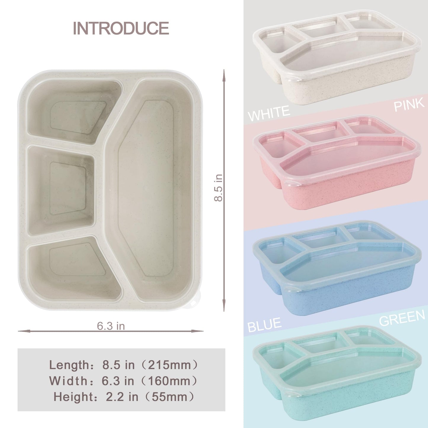 TOUWMX Lunchable Container - 4 Pack Bento Lunch Box, 4-Compartment Snackle Box Container for School Work Travel, Bento Box for Kids, Microwave Dishwasher Safe Bento Box Adult