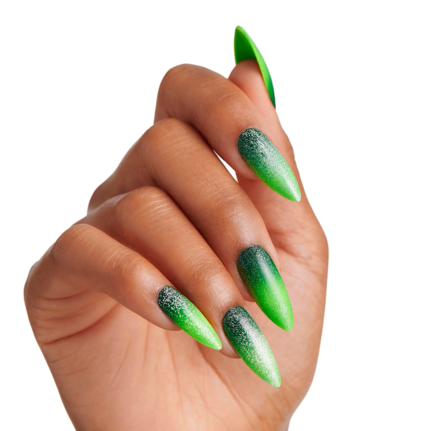 KISS X WICKED: FOR GOOD Press On Nails Almond, ‘I Feel Wicked’, Green, Long, Waterproof, Chip Proof, Smudge Proof, 28 Fake Nails, Pink Gel Nail Glue (2g), Mini Nail File, & Manicure Stick
