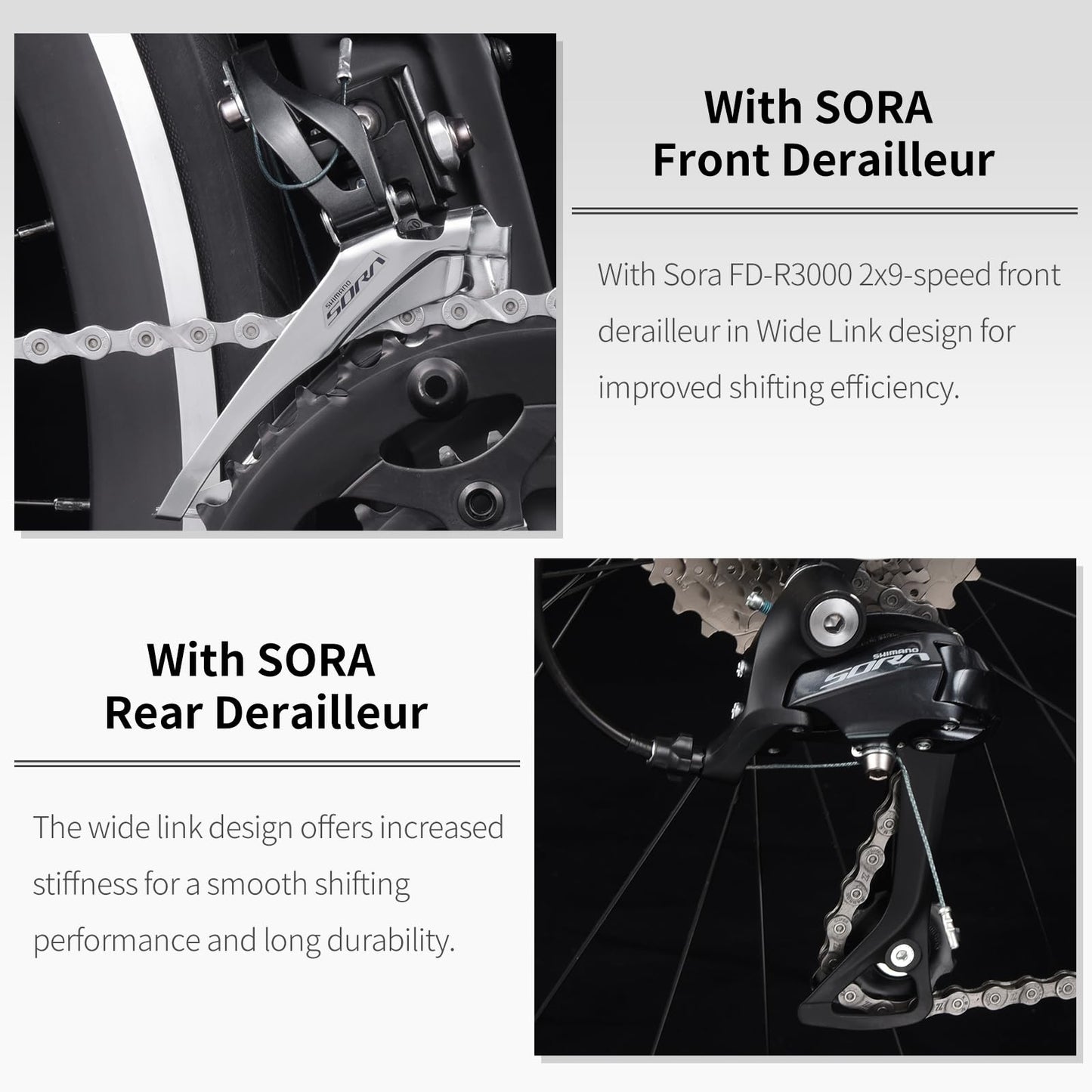 SAVADECK Carbon Road Bike with Shimano SORA R3000 18 Speed Derailleur System,Racing Bicycle with Carbon Fiber Frame Carbon Fork and Double V Brake for Adult.(White 56cm)