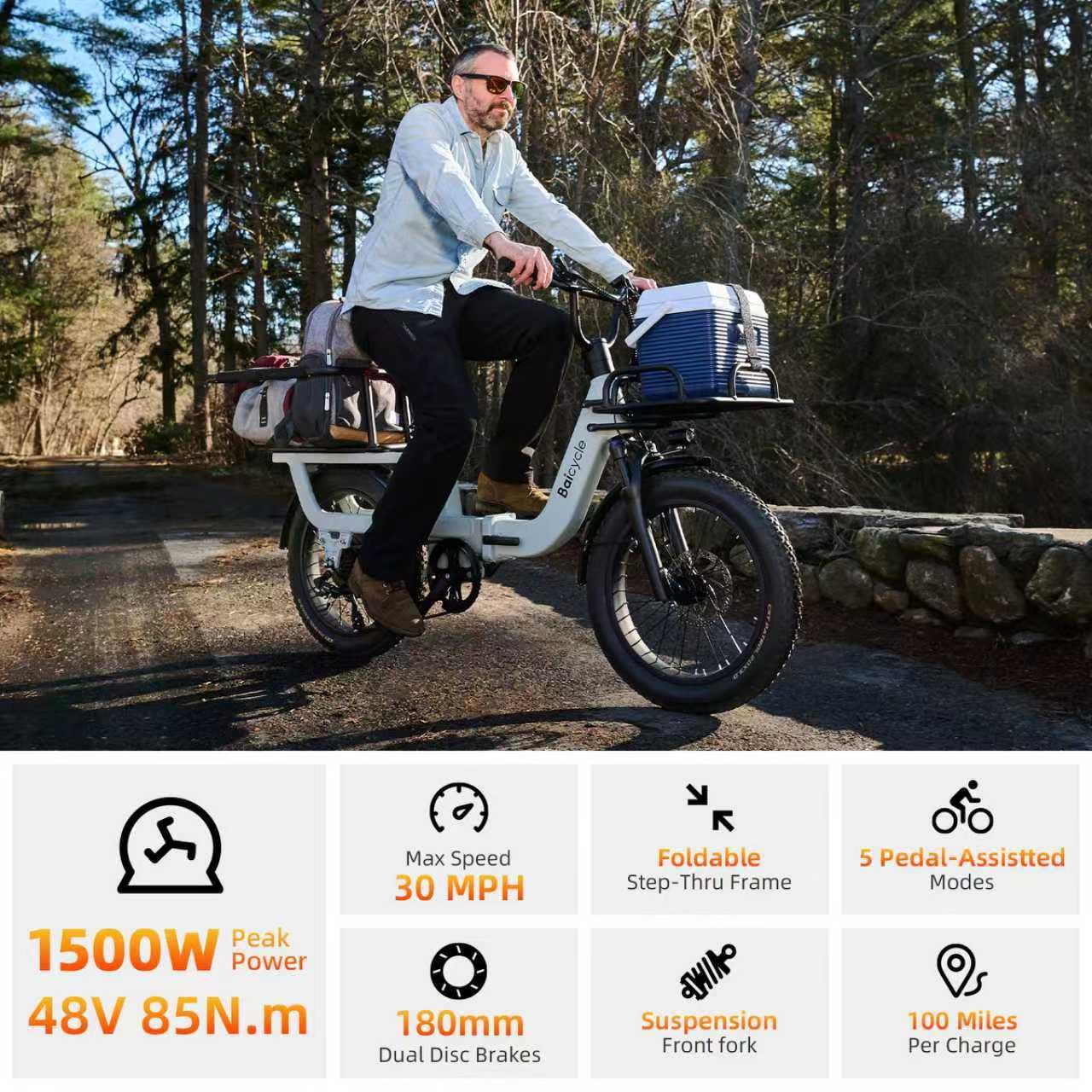 30 MPH Foldable Electric Bikes for Adults 1500W Peak Motor Ebike 20 inch Fat Tire E Bike with 100 Miles Max Range 48V Removable Battery Ebikes Electric Bicycle with Front Suspension 7 Speed E-bike