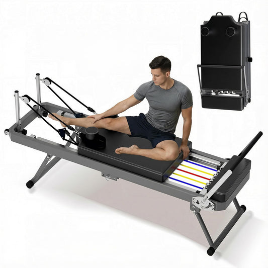 Casaphoria 87'' Professional Pilates Reformer, Foldable Pilates Machine for Home Studio, Includes Reformer Board and Springs, Max Capacity 395 lbs(Black)