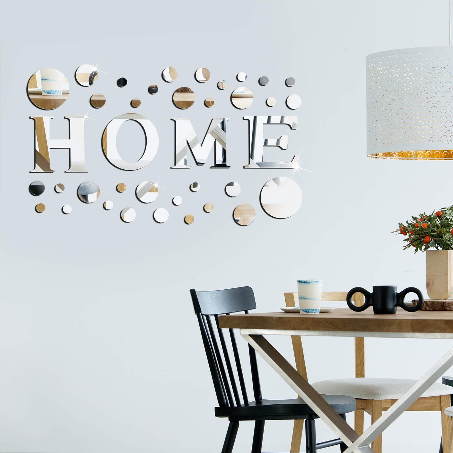 Zonon 30 Pcs Living Room Wall Decor Home Mirror Wall Letter Signs Stickers DIY Acrylic Mirror Decals 3D Decorations for Home Bedroom Living Room Removable(Silver)