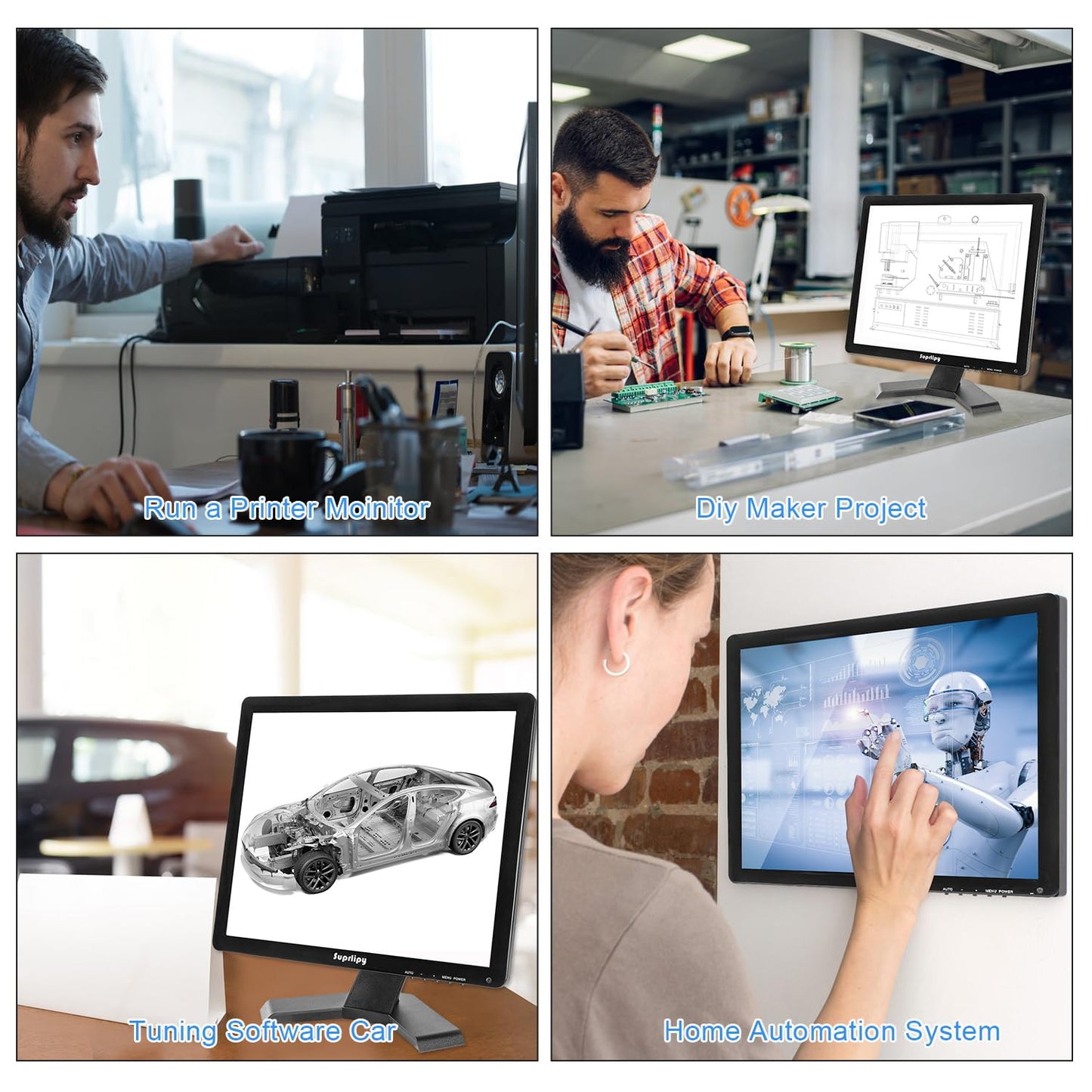 Suprlipy 15 Inch Touch Screen Monitor 1024x768 Support HDMI VGA AV USB BNC, 10 Points Capacitive Touch TFT LED Monitor for Laptop PC Xbox PS5/PS4 Switch POS Systems Built-in LounSpeakers