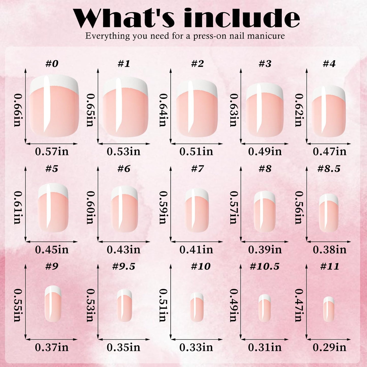 AddFavor White French Tip Press on Nails Short Square - 240pcs Nude Pink Short Square Fake Nails, French Tip Nails Press on Acrylic Nail Extension Nails Art DIY