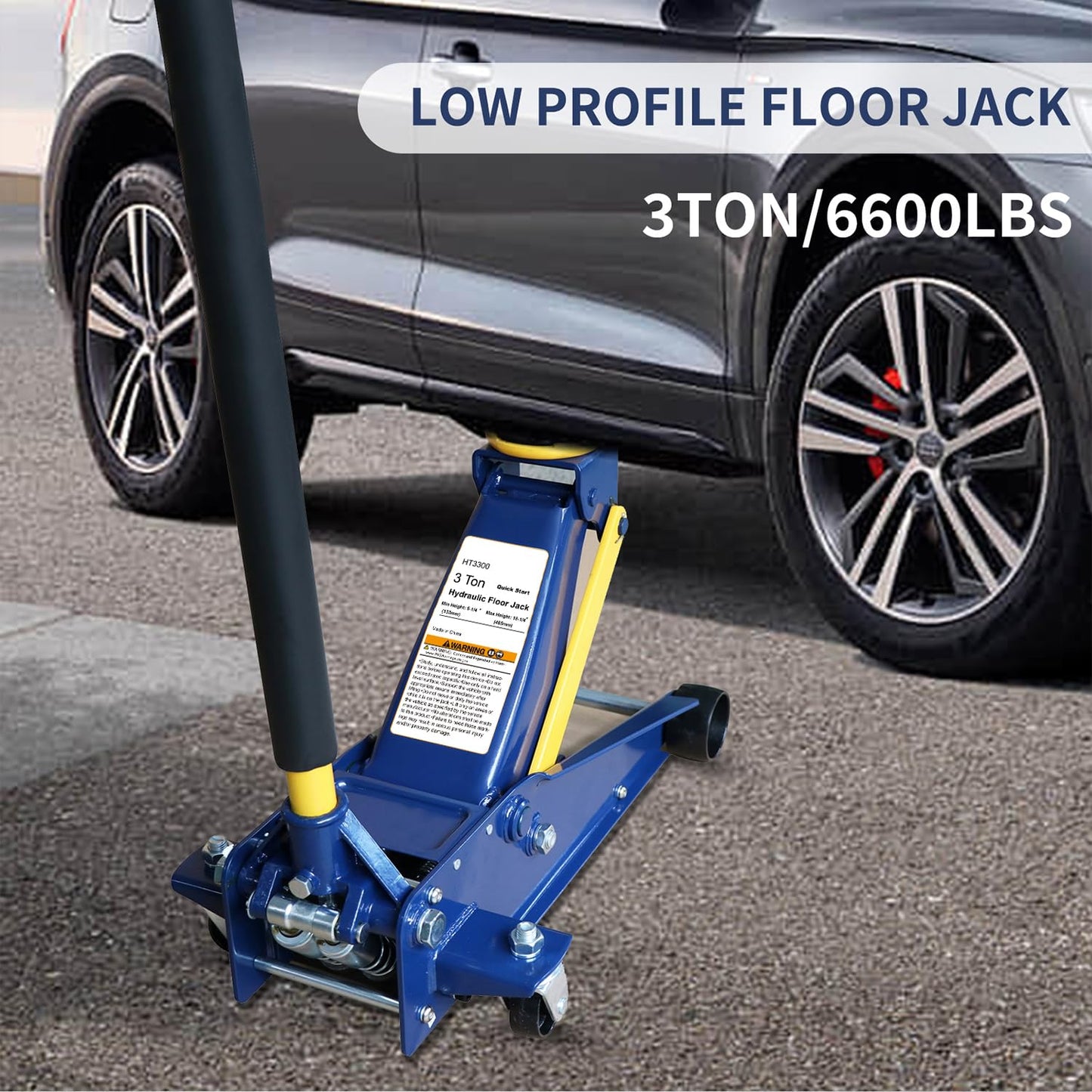 Heavy Duty 3 Ton Floor Jack – Low Profile Hydraulic Car Jack with Quick Lift Double Pump Design