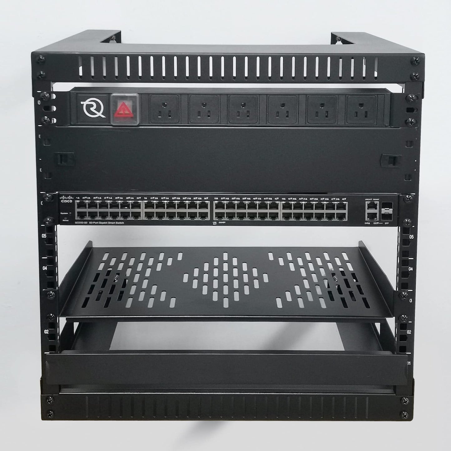 RIVECO 6U 19" Wall Mount Network Rack – 17.7" Deep 2 Post Shelf Open Frame Cabinet Easy Assembly Firm Constructed for Internet/Server/AV/Home Equipment/Patch Panel Heavy Duty Light Weight, Black
