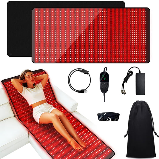 Full Body Red Light Therapy Mat - 71"x35" Bed Size Infrared Red Light Mat, 1350pcs LEDs 3 Wavelengths 4 Modes 5 Levels, Ideal Relaxation, Father's Day Gift for Spring Wellness, Muscle & Skin Care