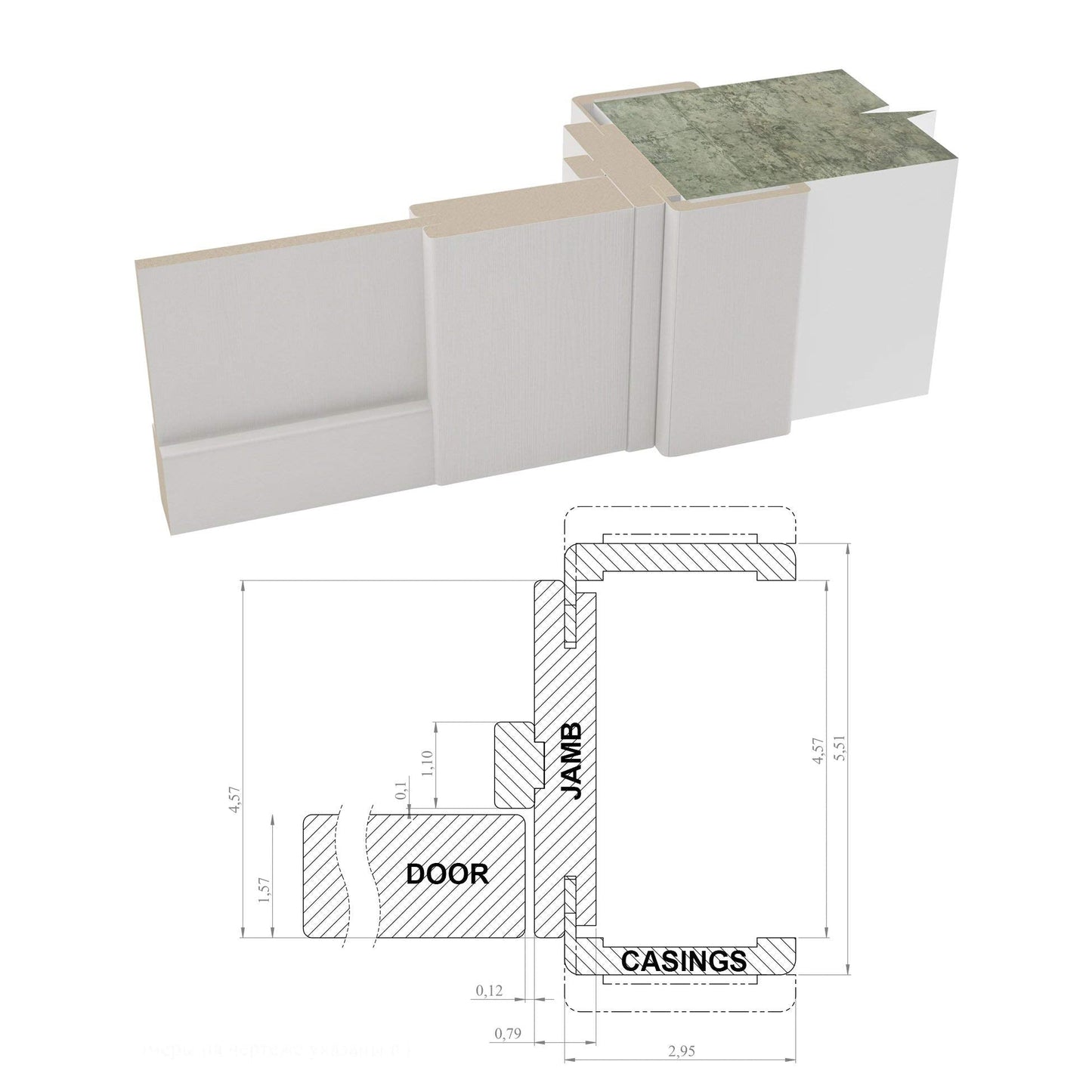 SARTODOORS Modern MDF Interior Door 32x96 with Hardware | Quadro 4111 White Ash | Single Panel Frame Trims | Bathroom Bedroom Sturdy Doors