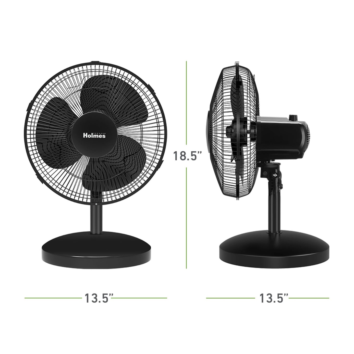 Holmes 12 Inch Oscillating Table Fan 3 Speeds 75 Degree Wide Angle Oscillation Adjustable 15 Degree Tilt Quiet Operation Home Office Bedroom Kitchen Black