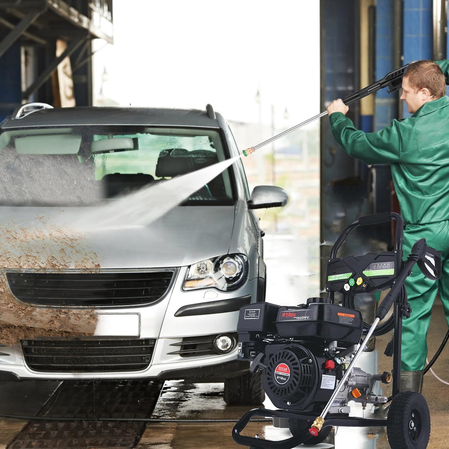 Gas Pressure Washer, 4200 PSI and 4.0 Max GPM Commercial Gas Power Washer, Spray Gun and Wand, 5 Nozzle Set, for Cars/Fences/Driveways/Homes/Patios/Furniture