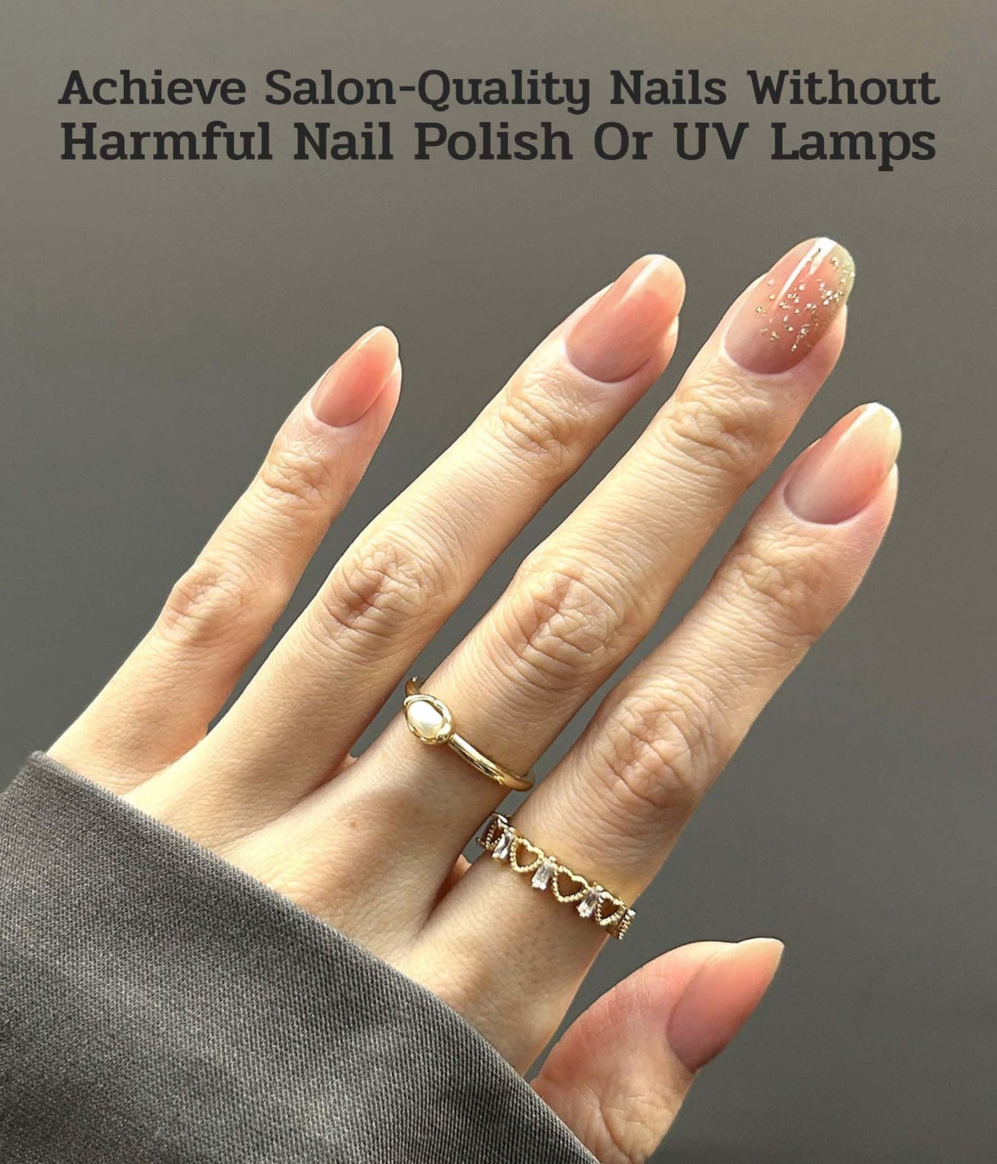 ruyeefam Nail Polish Strips (No UV Lamp Needed) - 22 Pcs Salon Quality Gel Nail Stickers - Long Lasting Wraps (Citrus Mint)
