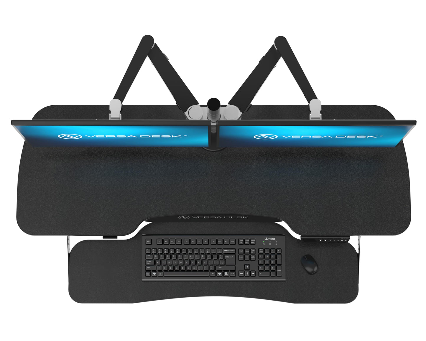 VERSADESK® PowerPro™ Elite® 48” x 24” Electric Sit-to-Stand Desk Converter w/Keyboard Tray for Home or Office | USB Charging Port | Supports Multiple Monitors | Lifts 80 lbs. - Black