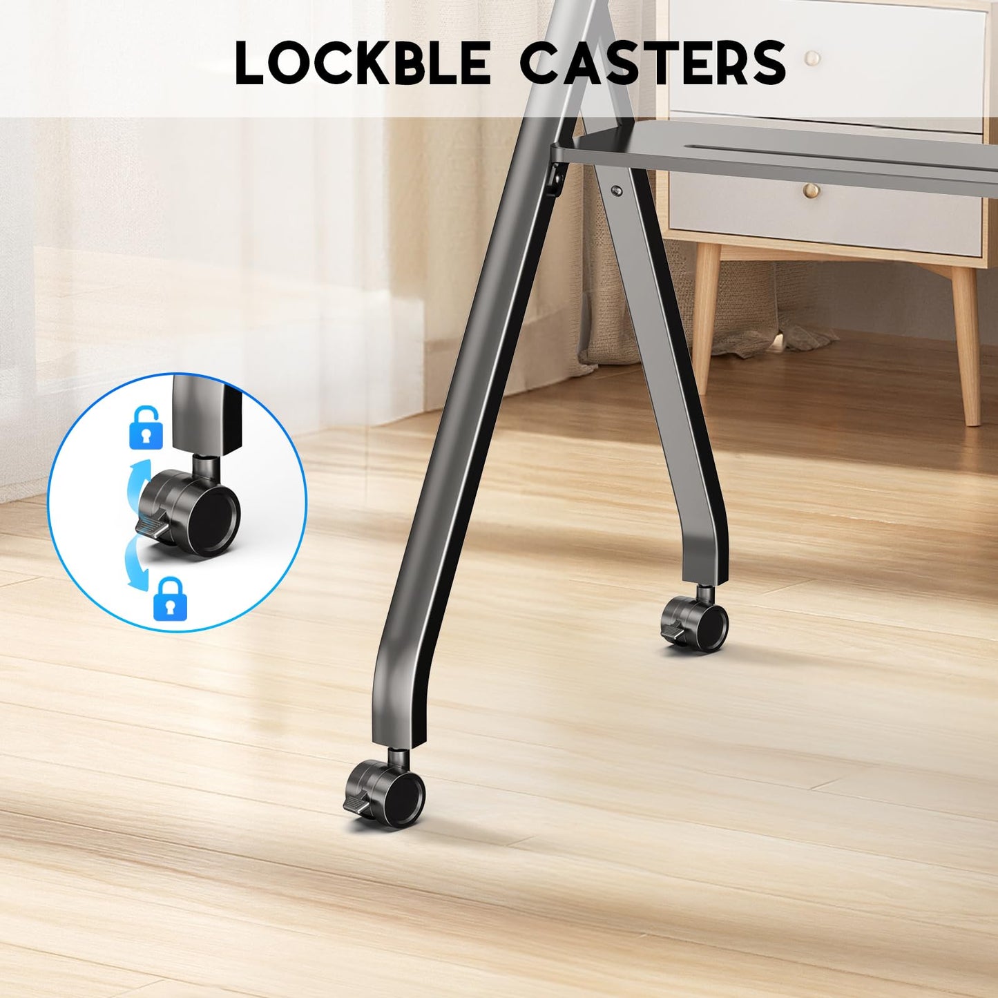 Smart Board Stand with Wheels, 55/65/75/86'' Interactive Whiteboard Stand, Mobile Stand with Four Lockable Wheels, COOLHOOD Stable and Easy to Move for Home Office School Classroom (Only Stand)