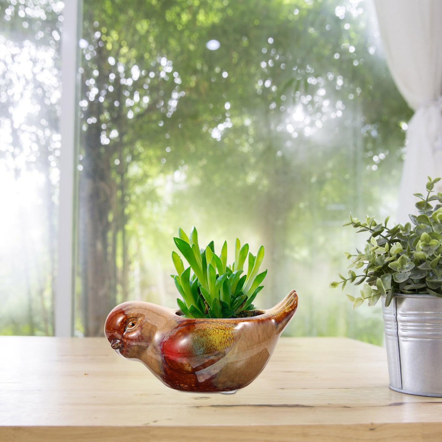 Ciieeo Ceramic Flower Pot Bird Shaped Succulent Planter for Indoor Plants Small Pottery Decorative Pottery Planter Suitable for Desktop and Balcony Gardening