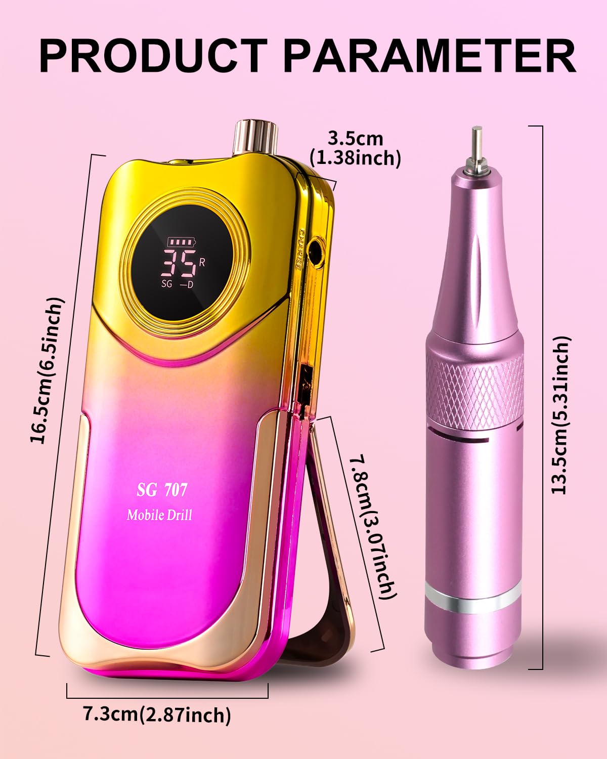 Moskany Professional Electric Nail Drill Kit 35000RPM with 14PCS Bits Purple Gold Portable Rechargeable Cordless File Machine for Acrylic Gel Powder Nails and Manicure Pedicure Toenail Tool Salon Set