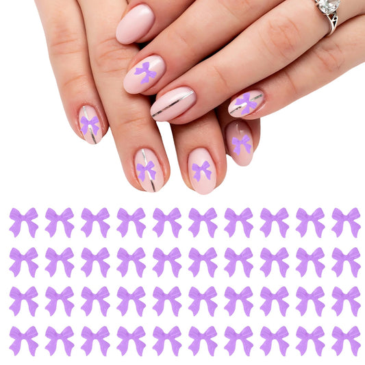 YELARXI Nail Bows, 3D Flowers for Nails Acrylic Resin Bows Art Accessories - Fitting for (DIY Manicure - Tips Decoration - Women and Girls) 100 Pcs & Deep Purple