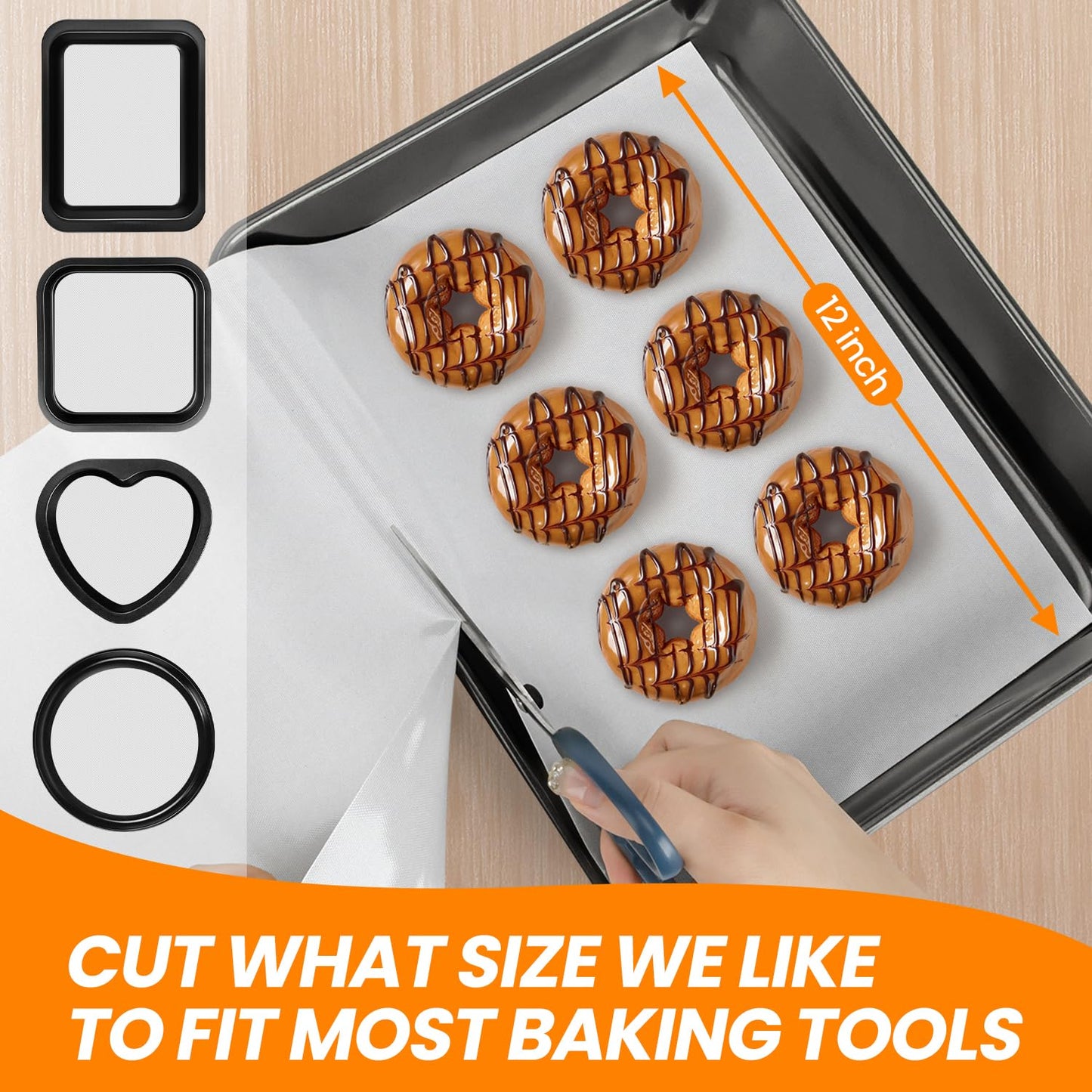 Silicone Baking Mat Roll Cut to Size- Food Grade Macaron Bread Pizza Mat- Reusable Silicone Mat for Baking, Washable Oil-Proof Refrigerator Liners Air Fryer, Craft Mat, Silicone Work Mat