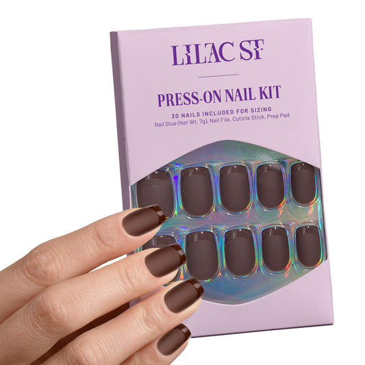 Lilac St - Press on Nails, Semi-Sweet (30 Nails, 15 Sizes) - Short, Square, Matte + Glossy, Opaque - Brush On Nail Glue, Nail File, Cuticle Stick, Prep Pad - Cruelty Free, Vegan, Women Founded
