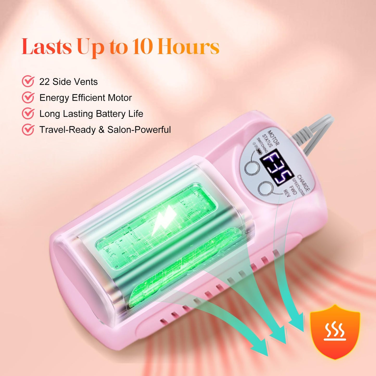 COYZU Electric Nail Drill Professional, 35000RPM Nail File Machine with Bits Set & Fast Cooling, Portable for Acrylic Gel Nail Polishing Removing, Manicure Pedicure at Salon & Home Use, Gift for Women