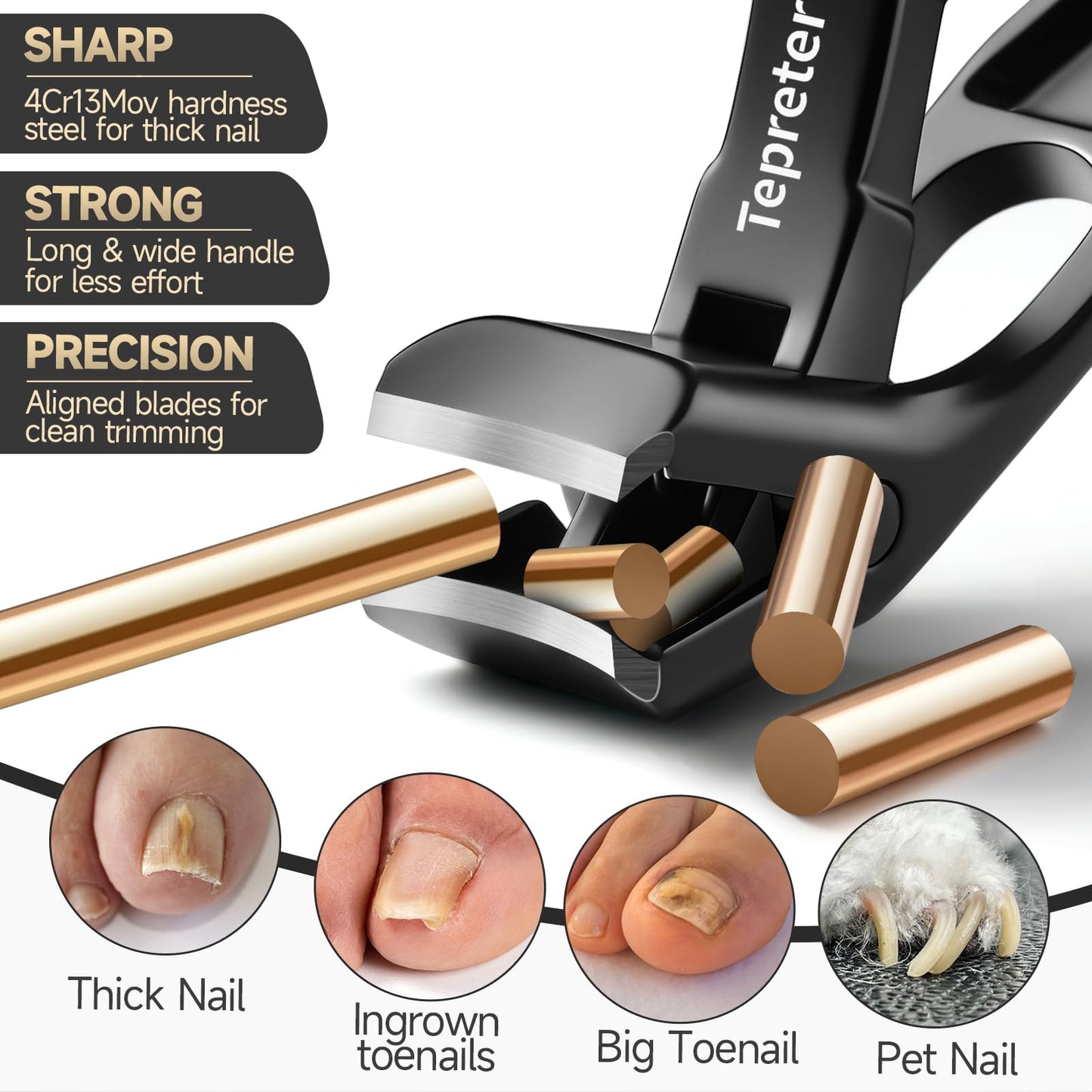 Toe Nail Clippers for Thick Nails for Seniors, Angled Head Slanted Side Cut Toenail Clippers Set for Men with Wide Jaw Opening and Catcher, Heavy Duty Fingernail Clipper Mothers Day Gifts for Mom Dad