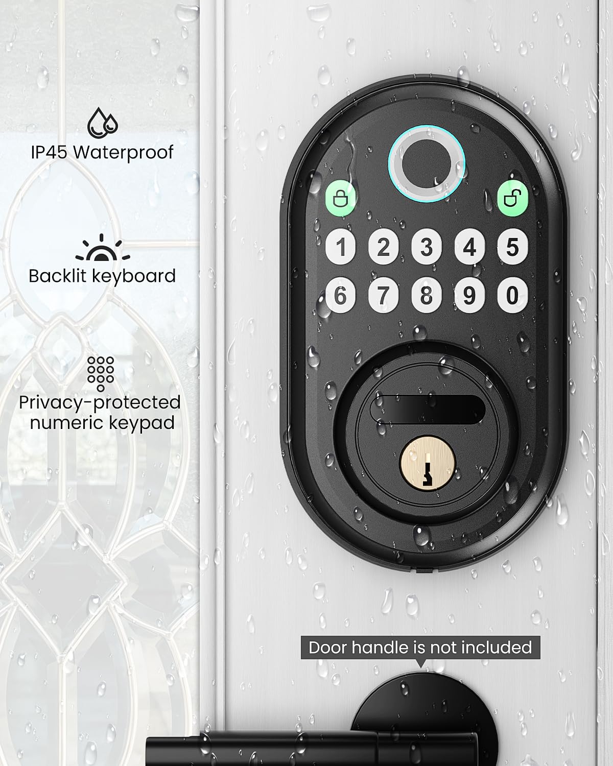 RVSEDYU Fingerprint Door Lock with Keypad - Keyless Entry Smart Deadbolt Lock for Front Door with 2 Keys - Auto Locking - Easy Installation - Digital Lock with Code