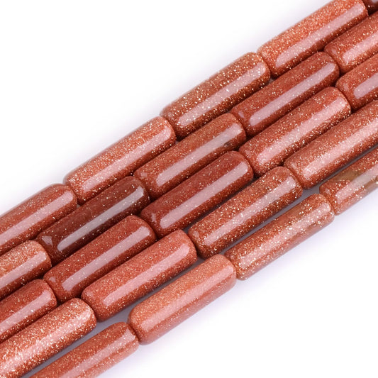 HAAMIIQII Natural Gold Sandstone Tube Beads 13x4mm Column Stone Cylinder Gemstone Loose Beads for Jewelry Making Strand 15 Inch (28-29pcs)