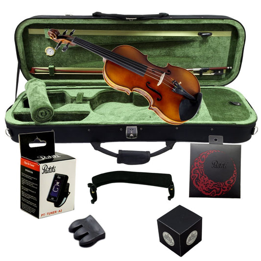 Paititi 4/4 Full Size PTVNHY100 Premium Hand Carved Ebony Fitted Violin Outfit with Case, Bow, String, Tuner, Mute and Rosin