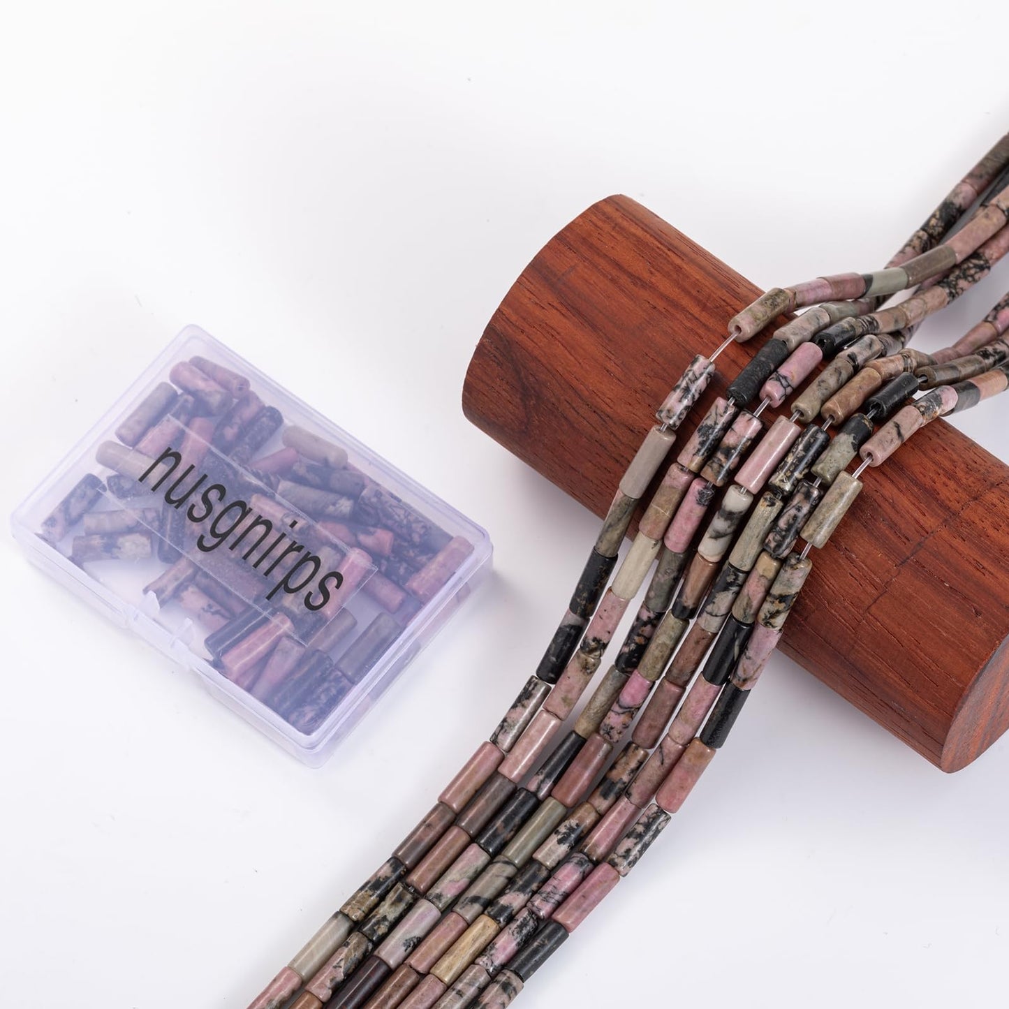 Natural Rhodochrosite Cylinder Tube Beads 4x13mm 38cm/str Loose Semi Gemstone Stone Beads for Making Bracelets Necklace Earrings
