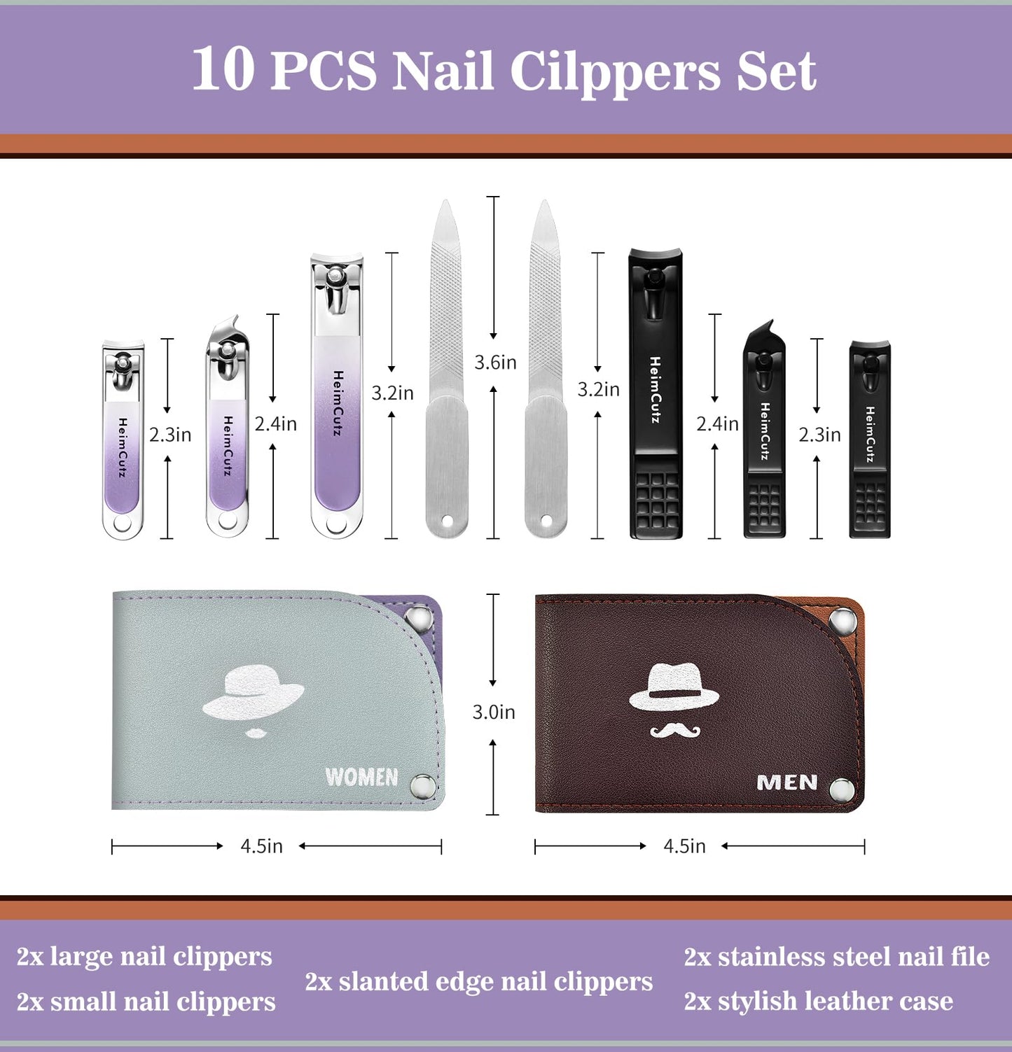 Nail Fingernail Toenail Clippers Set - Separate Personal Nail Cutter Set for Men and Women, Travel Finger Nail Clippers Adult Toe Nail Clipper Kit, Wedding Gifts Idea Engagement Gifts for Couples