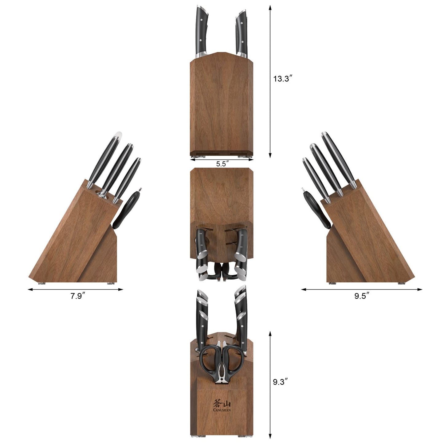Cangshan HELENA Series German Steel Forged Knife Block Set (8-Piece, Black)